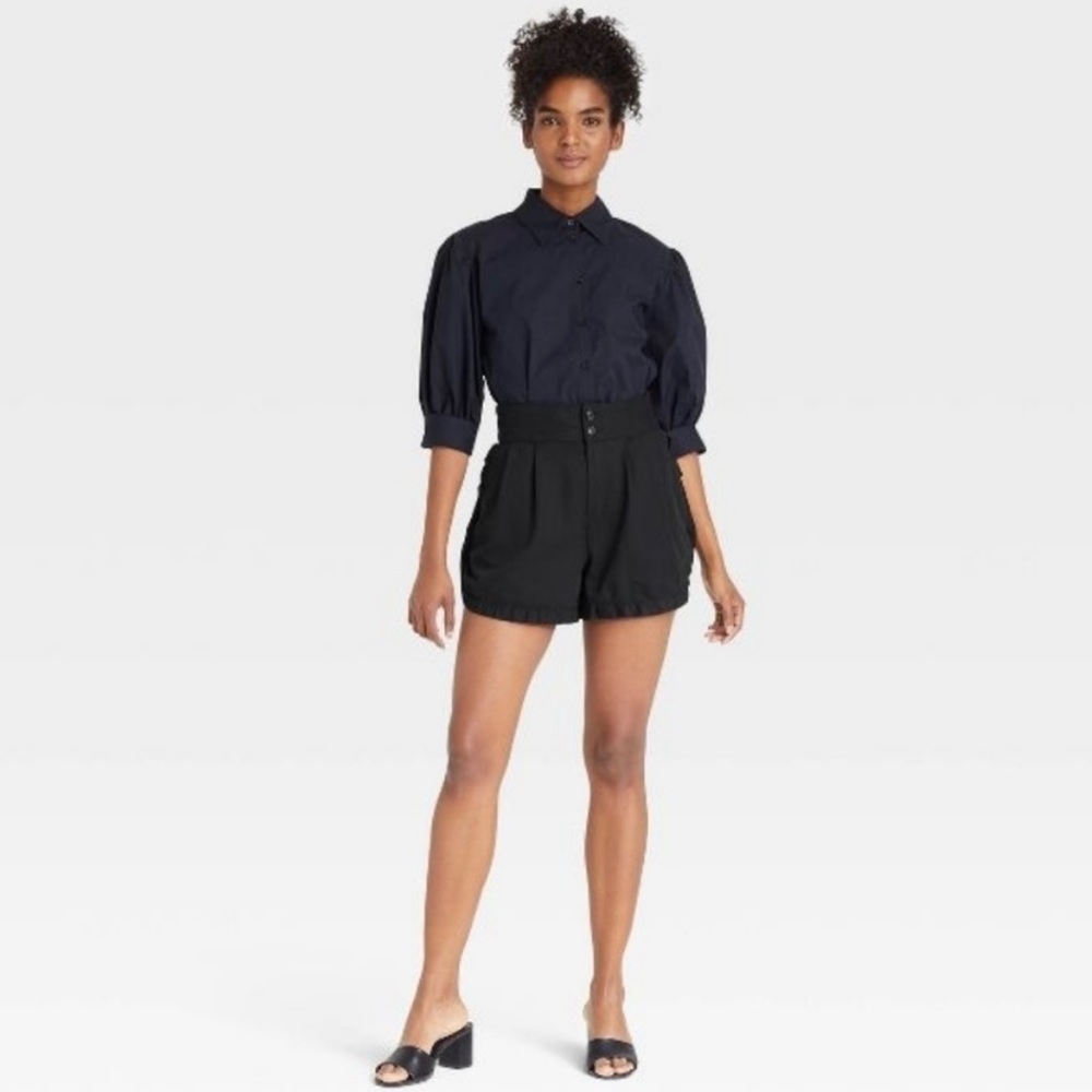 Who What Wear Black High-Rise Ruffle Edge Shorts NWT